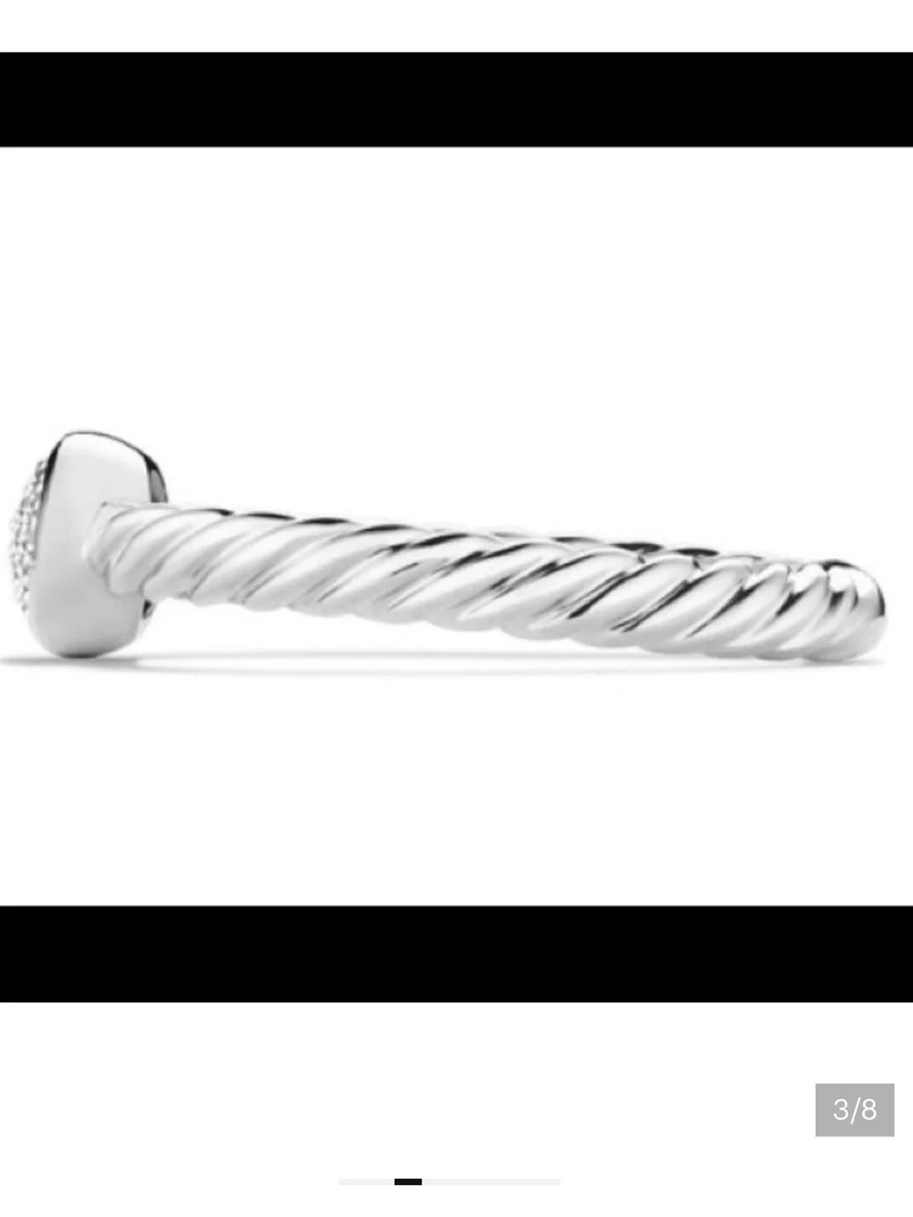 David Yurman Sterling Cable Ring with Pavé Diamond Oval
